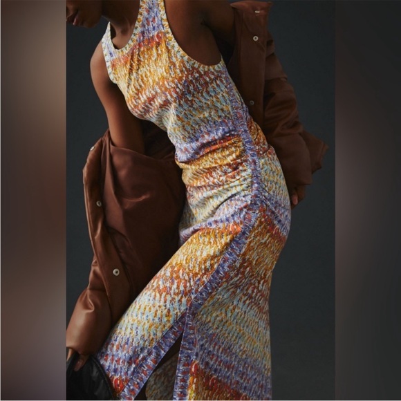 DAILY PRACTICE ANTHROPOLOGIE RACER BACK SIDE RUCHED DRESS - Picture 2 of 15